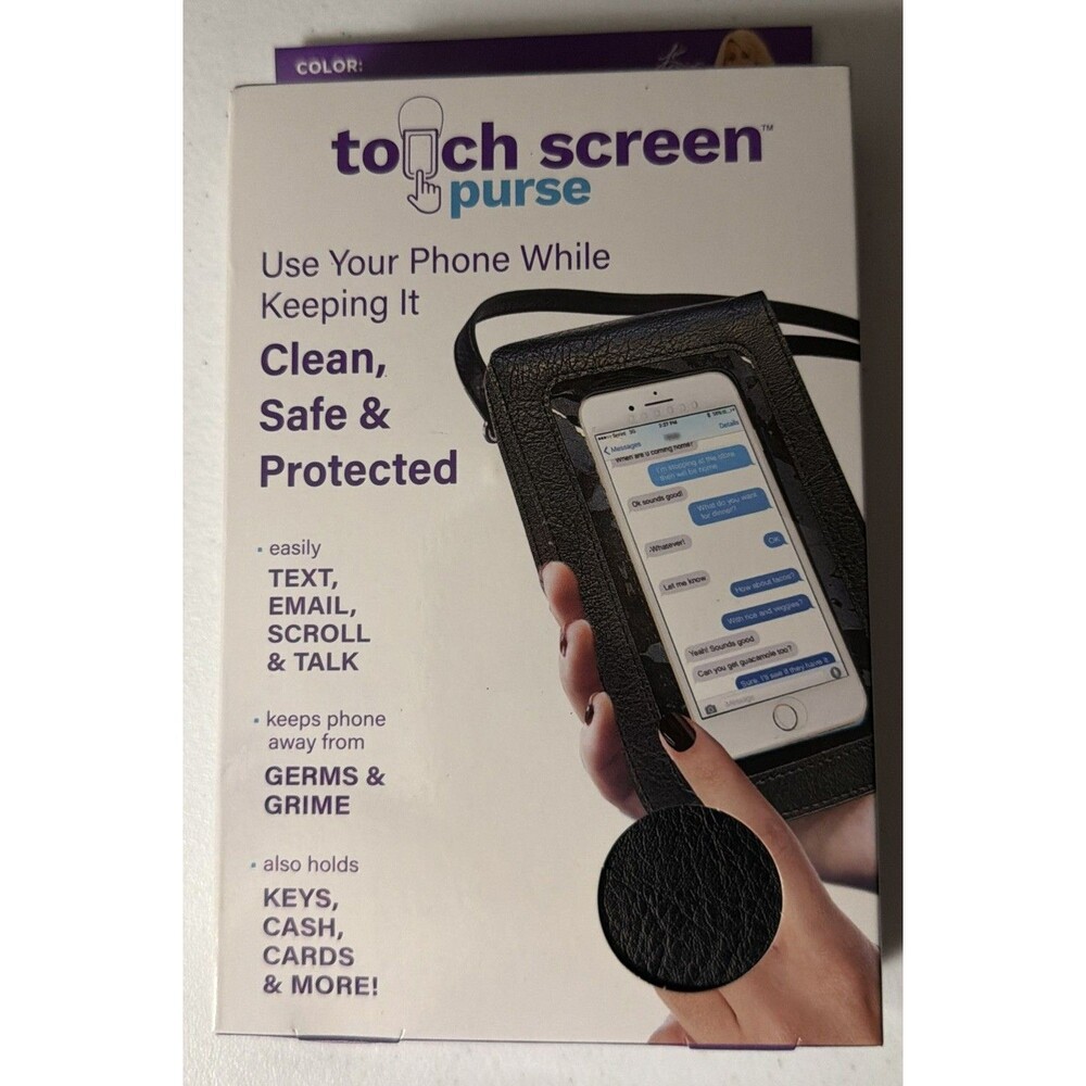 Touchscreen Purse Fits Phones up to 6.75'' Tall & 4” Wide. Black - NEW